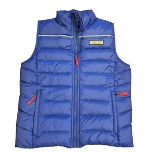 Vineyard Vines Vest Youth Kids Size Lg 16 Blue Performance Down Puffer Full Zip